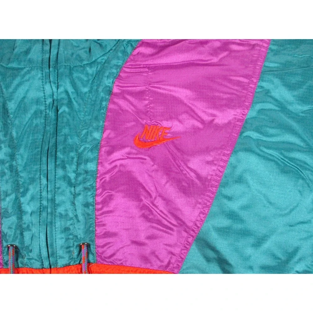 VINTAGE Nike Jacket Womens Extra Large Red Elite Colorblock Windbreaker Zip 90s